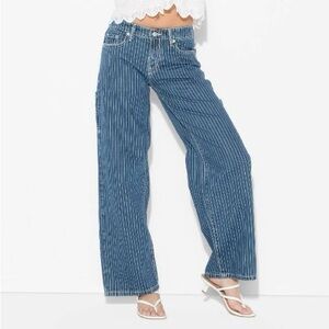 Wild Fable Blue Striped Flare Jeans